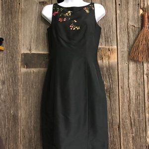 Black Embroidered Floral Dress